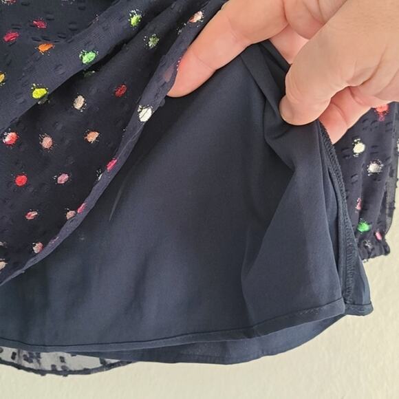 J. Crew Women's Blouse Whimsical BluePolkaDot Size 2XS Lite, Air Chiffon Sleeves - Picture 8 of 11